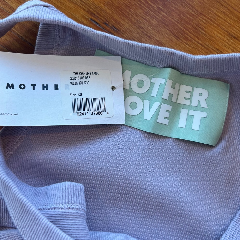 NWT Mother Move It The Chin Ups Tank Lavender Women's Size XS Racer back ribbed‎ - Picture 4 of 4